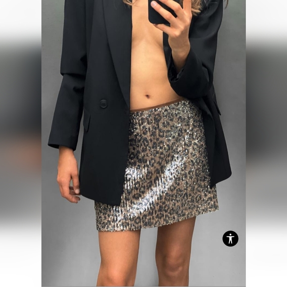 Zara animal print sequin mini skirt - Picture 1 of 7